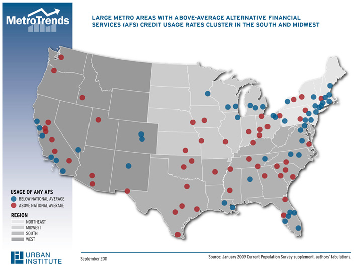 Large metros with above average AFS credit usage
